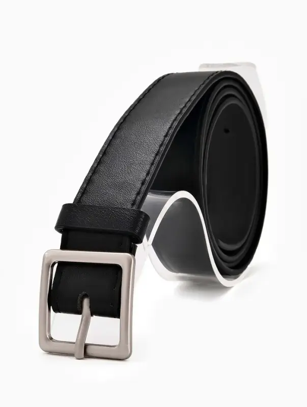 Ремень жен 05-01-02-01, Июнь2508, 3*0,3*110 см, без винта, пряж мат металл, 1 прокол, черн   1090314