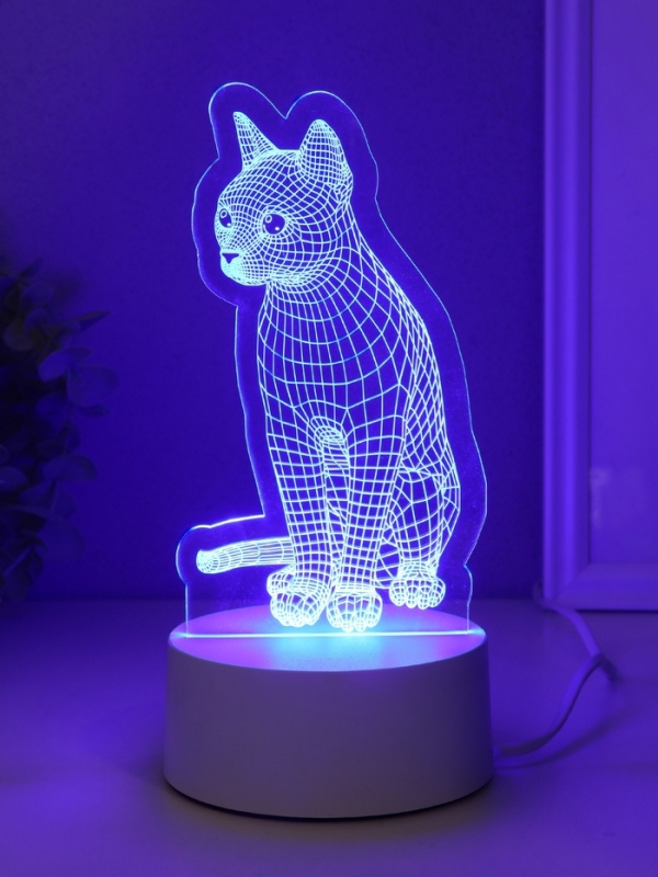 Светильник "Кошка" LED RGB от сети RISALUX 9,5х8,2х17 см