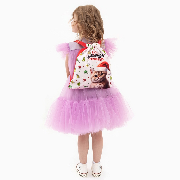 Сумка детская &laquo;Котик в шапке&raquo;, 35 &times; 30 см, новогодняя