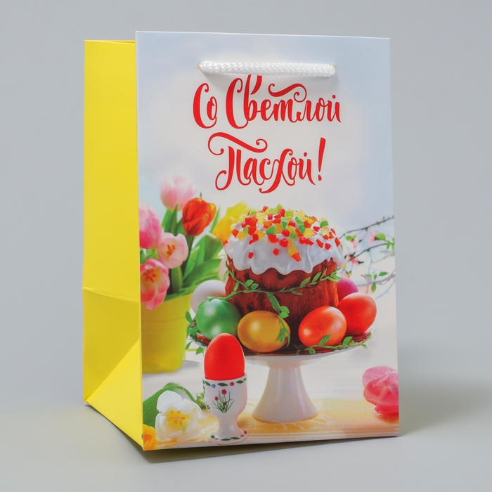 Пакет подарочный, упаковка, &laquo;Со Светлой Пасхой!&raquo;, 12 х 18 х 12 см