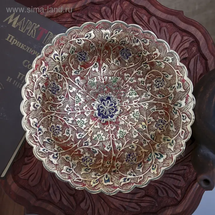 Блюдо латунь "Живая изгородь"  цветная эмаль 6,5х20х20 см, МИКС