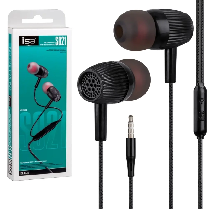 Наушники ISA S021 с микрофоном черные