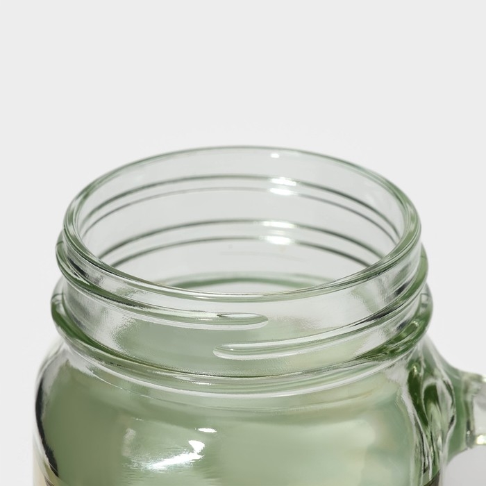 Кружка стеклянная Доляна &laquo;Милитари&raquo;, 450 мл, 10&times;7,5&times;13 см, с ручкой, крышкой и трубочкой