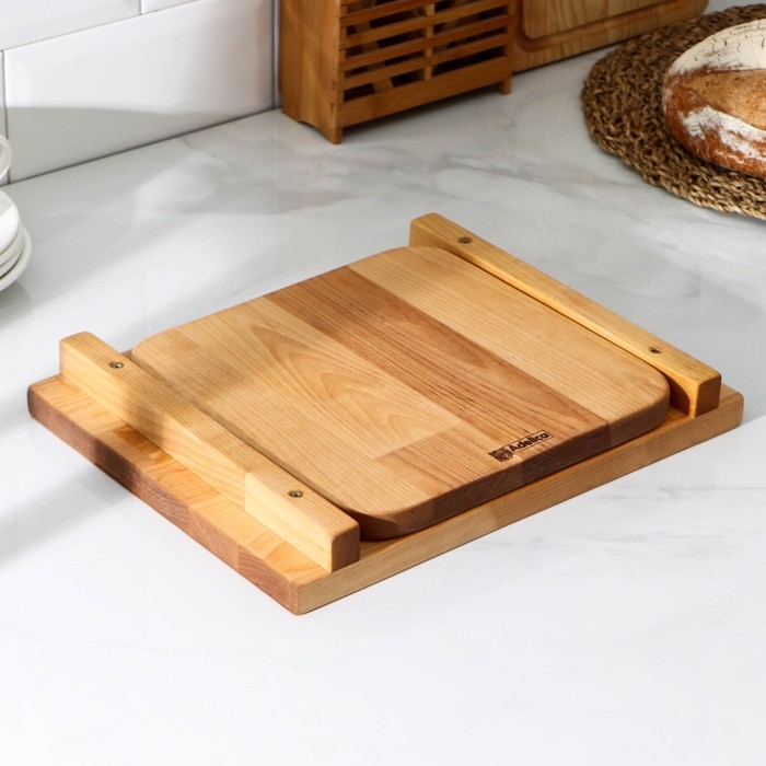 Доска разделочная Adelica, с выдвижным лотком, пропитано минеральным маслом, 30&times;24 см, лоток 22&times;22 см, берёза