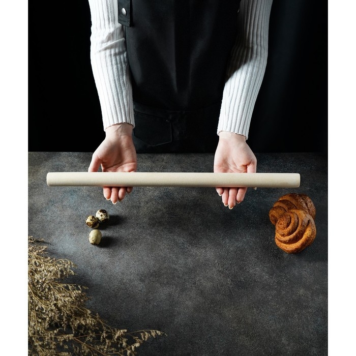 Скалка прямая Доляна, 50&times;3 см, берёза