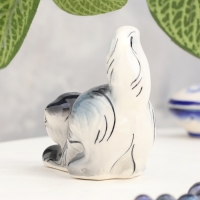 Сувенир  &laquo;Котик&raquo;, сидячий, полосатый темный, гжель