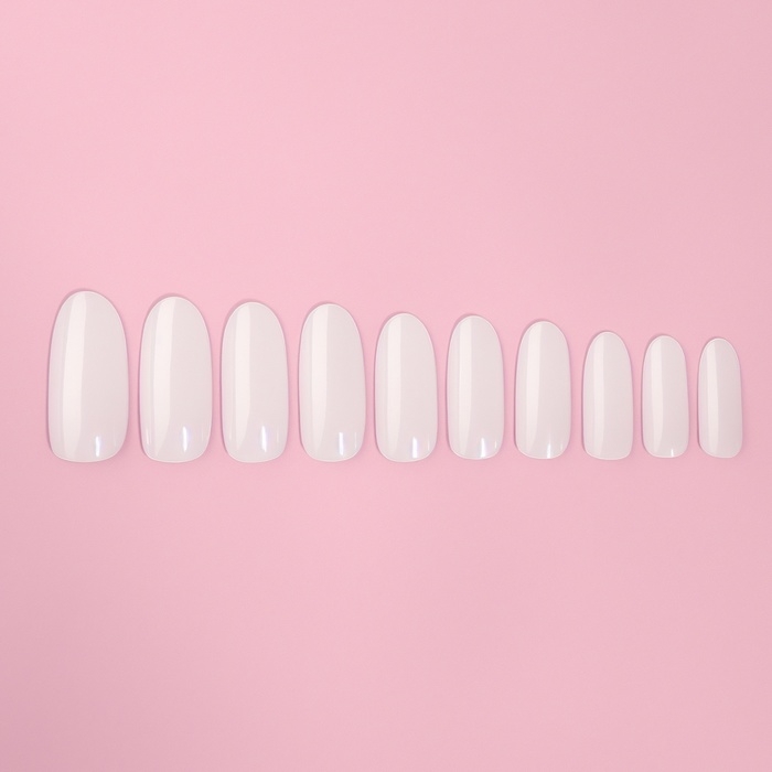 Типсы для наращивания ногтей, 500 шт, форма овал, в пакете, 10 размеров, цвет молочный