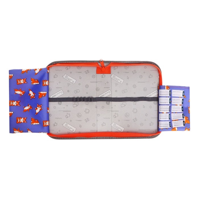 Пенал 1 секция 140 х 210 х 40 мм, откидной карман и косметичка, тканевый, Calligrata TOP Content "Сиба"