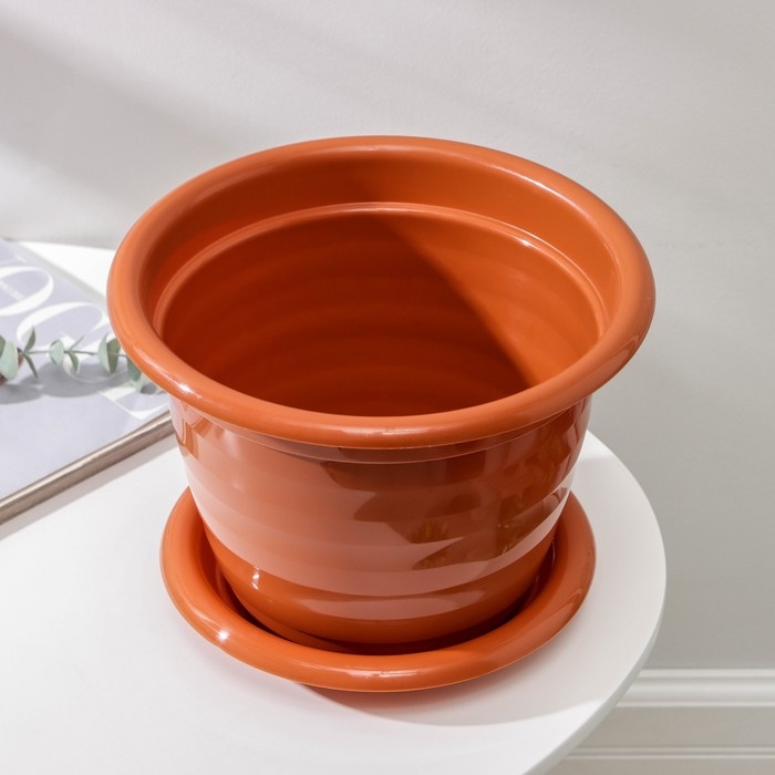 Горшок с поддоном &laquo;Виола&raquo;, 5 л, цвет коричневый