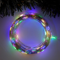 Гирлянда &laquo;Нить&raquo; 20 м роса, IP20, серебристая нить, 200 LED, свечение мульти, 12 В