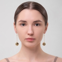 Серьги висячие &laquo;Шар плетёный&raquo;, цвет чёрный в золоте, 6,5 см