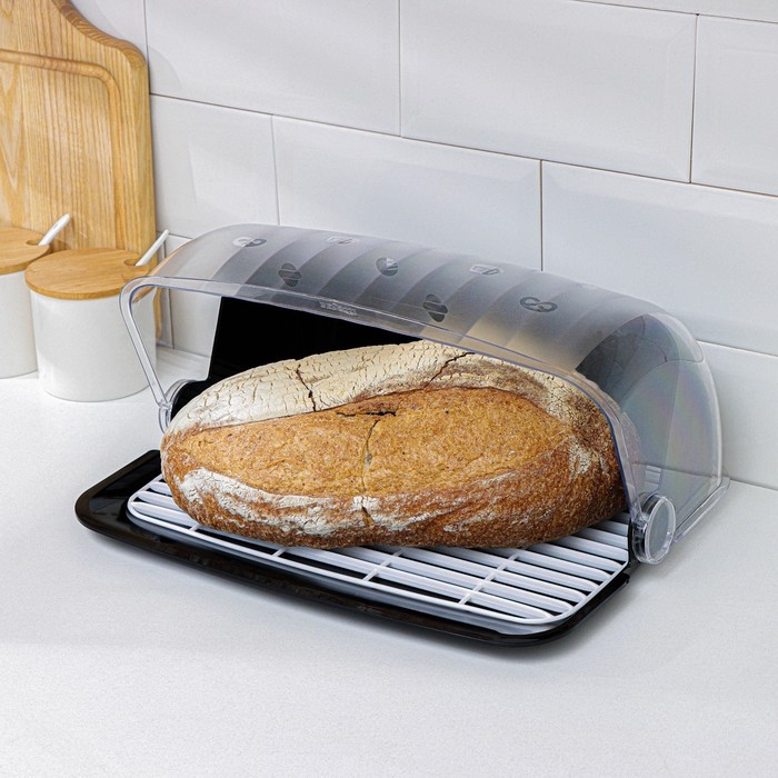 Хлебница &laquo;Рондо&raquo;, 34&times;26&times;15,5 см, цвет чёрный