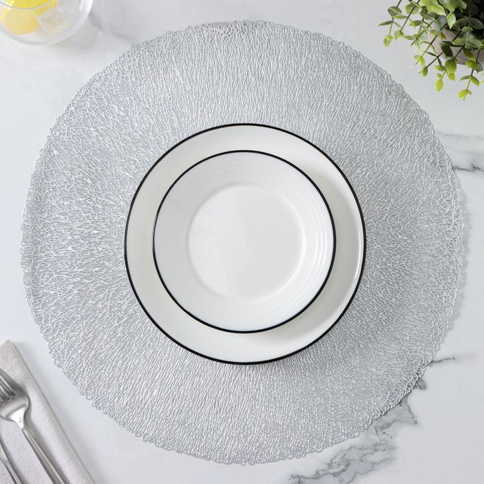Салфетки сервировочные на стол Доляна &laquo;Соломка&raquo;, d=38 см, 4 шт, цвет серебряный