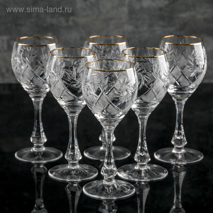 Набор фужеров хрустальных для вина &laquo;Мельница&raquo;, 250 мл, 6 шт