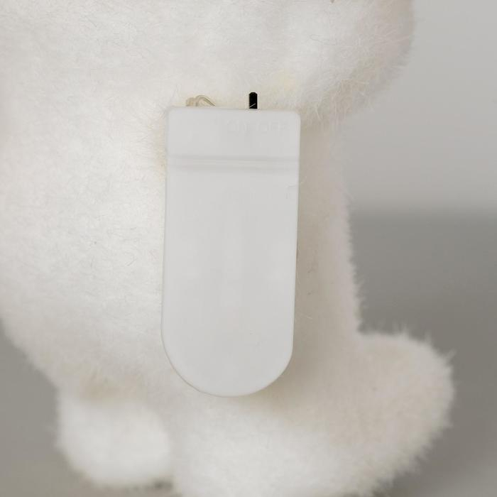 Светодиодная фигура &laquo;Мишка в шапке&raquo; 9 &times; 23 &times; 7 см, флок, батарейки CR2032х2 (в комплекте), свечение тёплое белое