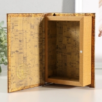 Шкатулка-книга дерево, кожзам "Время летит незаметно" тиснение, под металл 16,5х11,2х5 см