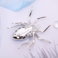 Брошь &laquo;Паук&raquo;, цвет бело-синий в серебре
