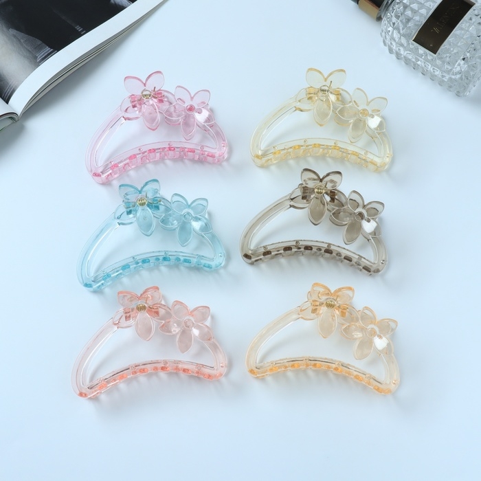 Краб для волос "Бриджит" цветы, 9 см, микс