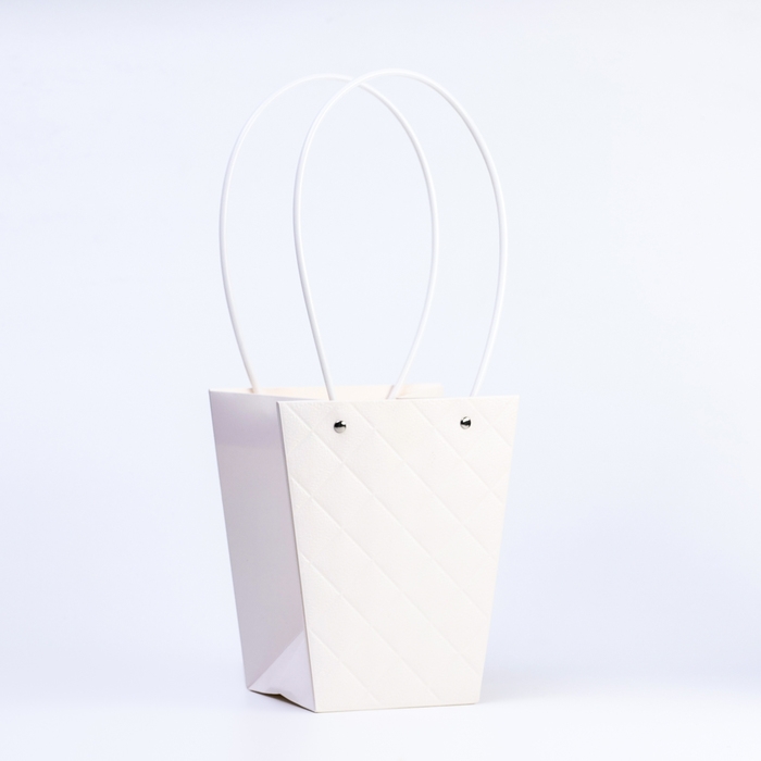 Сумка для цветов белая влагостойкая, 17x17-11.5x11.5-20 см