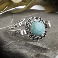 Браслет ассорти &laquo;Бирюзовый мир&raquo; круг, цвет голубой в серебре, L=19 см