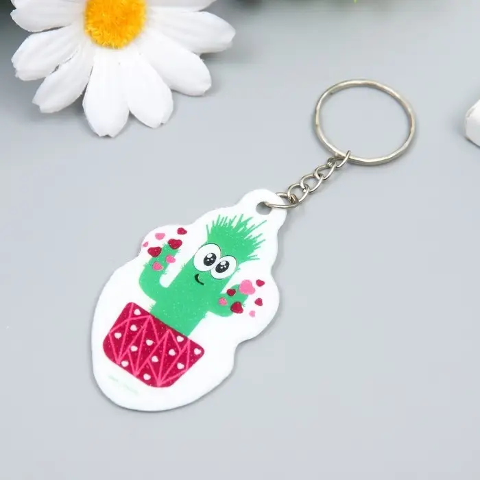 Брелок для ключей на кольце &laquo;Влюблённый кактус в горшочке&raquo;, EVA, 3.5&times;6.5 см