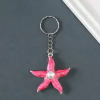 Брелок металл "Морская звезда с жемчужиной" золото, эмаль МИКС 5,5х5,1х1,5 см