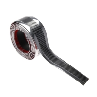 Защитная накладка на порог авто, под карбон с хром полосой, самоклеящаяся, 5&times;250 см