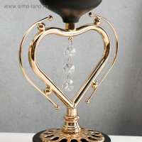 Подсвечник металл на 1 свечу "Сердце" чёрный с золотом 23х14,5х9,8 см