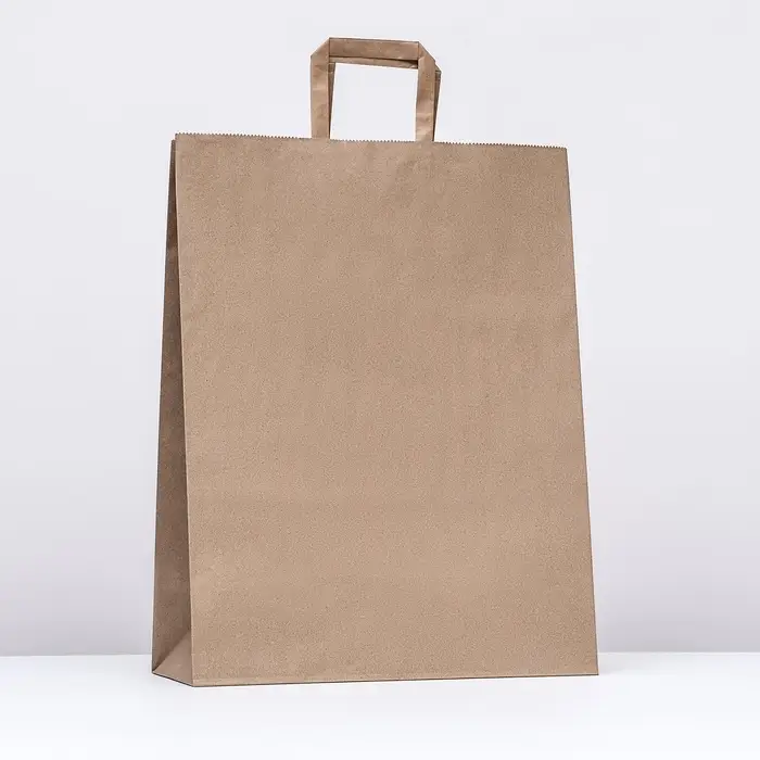 Пакет бумажный крафт, плоская ручка 35 х 15 х 45 см, 90 гр/м&sup2;
