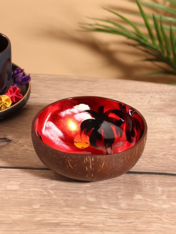 Чаша "Малиновый закат" 14х14х6 см, кокос