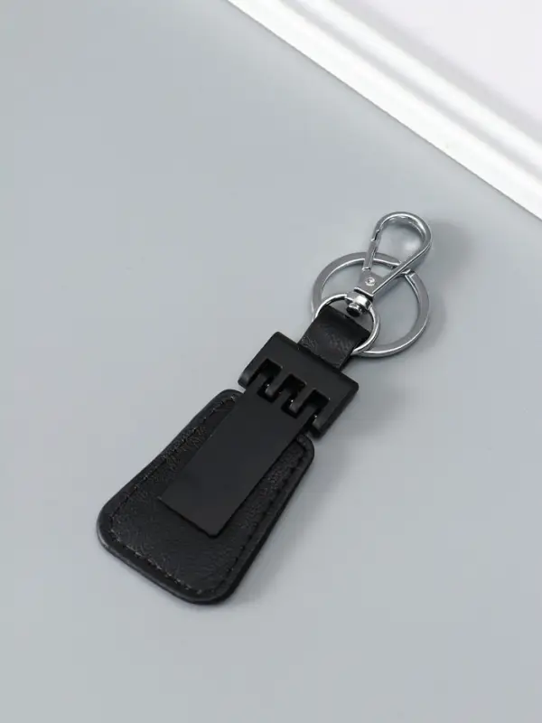 Брелок под нанесение кожзам, металл размер окна 3,7х1,7 см, чёрный матовый 13х4х0,7 см