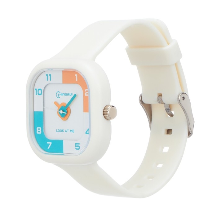 Часы наручные детские, d-3.7 см, ремешок силикон, 3 АТМ, белые