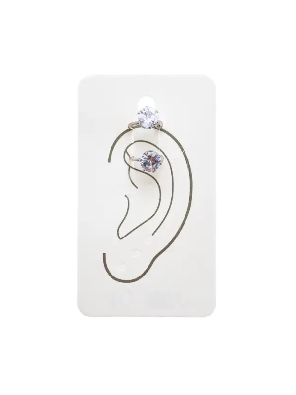 Серьги "Каффы" набор 2 шт., стразик, цвет белый в серебре