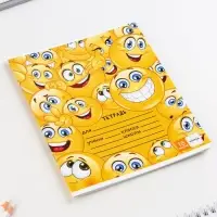 Тетрадь в клетку 18 листов А5, на скрепке &laquo;Смайлы&raquo;, 5 видов, белизна 96%, МИКС