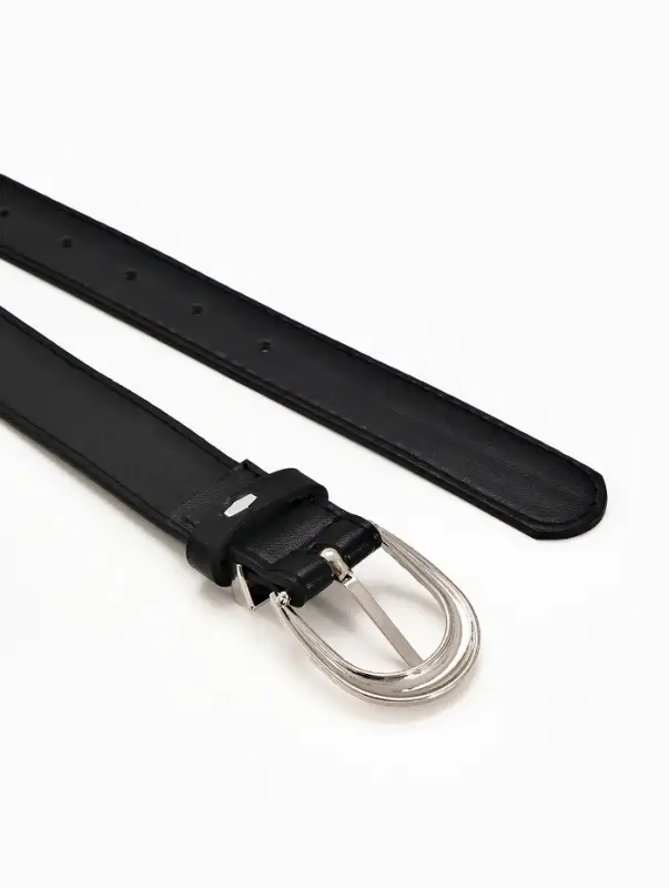 Ремень жен 05-01-02-01, Июнь2509, 3*0,3*110 см, без винта, пряж металл, 1 прокол, черный