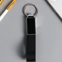 Брелок под нанесение кожзам, металл "Ремешок" размер окна 3,3х1,5 см, чёрный 11,5х2,8х0,8 см   10904