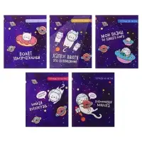 Тетрадь 48 листов в клетку, Calligrata &laquo;Космокот&raquo;, обложка мелованный картон, МИКС