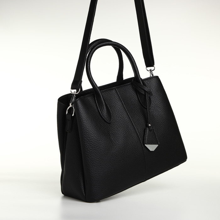 Сумка женская на молнии TEXTURA, средний размер, цвет чёрный