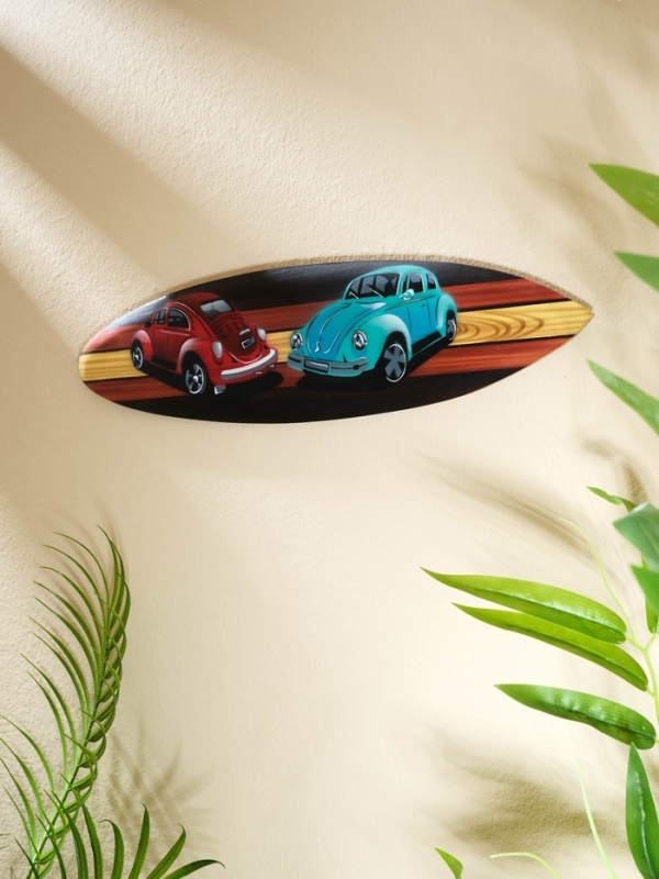 Панно "Доска для сёрфа "Два жука" дерево 40х11 см