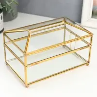 Шкатулка-салфетница &laquo;Золотые грани&raquo;, стекло, 11.8&times;10.3&times;19.2 см