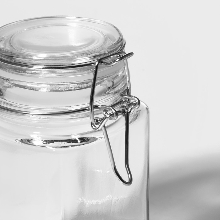Банка стеклянная для сыпучих продуктов Доляна &laquo;Квадрат&raquo;, 300 мл, 5,5&times;11,5 см, с бугельным замком