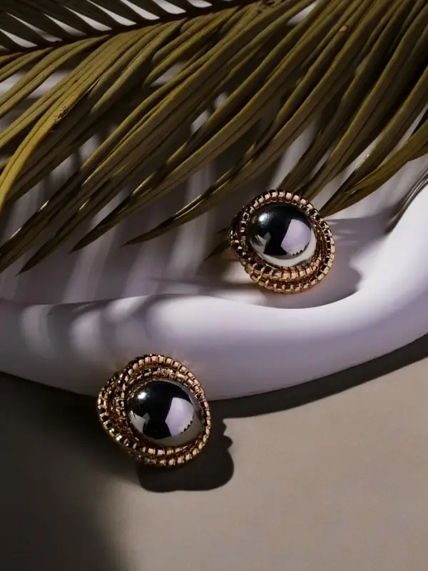 Серьги металл "Тренд" шар, цвет золото с серебром