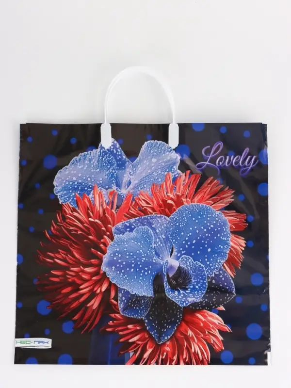 Пакет "Цветочная фантазия, полиэтиленовый, пластиковая ручка 37х35 см 90 мкм 10958