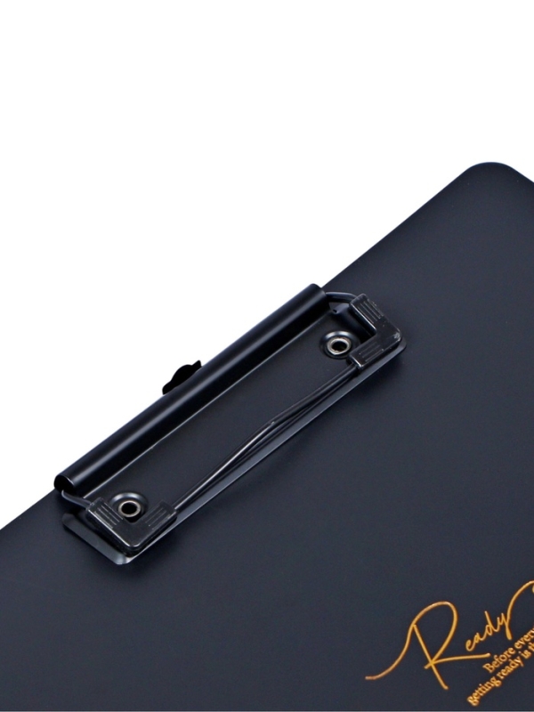 Планшет с прижимом формат А4 пластик1600мкр,Черная с металлизированной отделкой МИКС