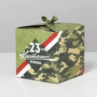 Коробка подарочная складная, упаковка, &laquo;Настоящему мужчине&raquo;, 23 февраля, 12 х 12 х 12 см