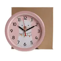 Будильник "Альпака", плавный ход, d=15см, розовый