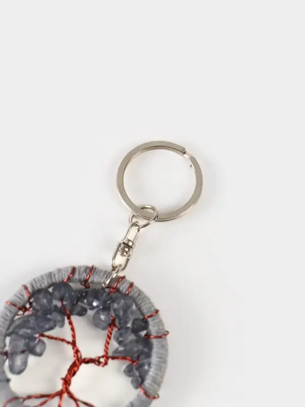 Брелок ловец снов "Древо" 19 см, цв. серый