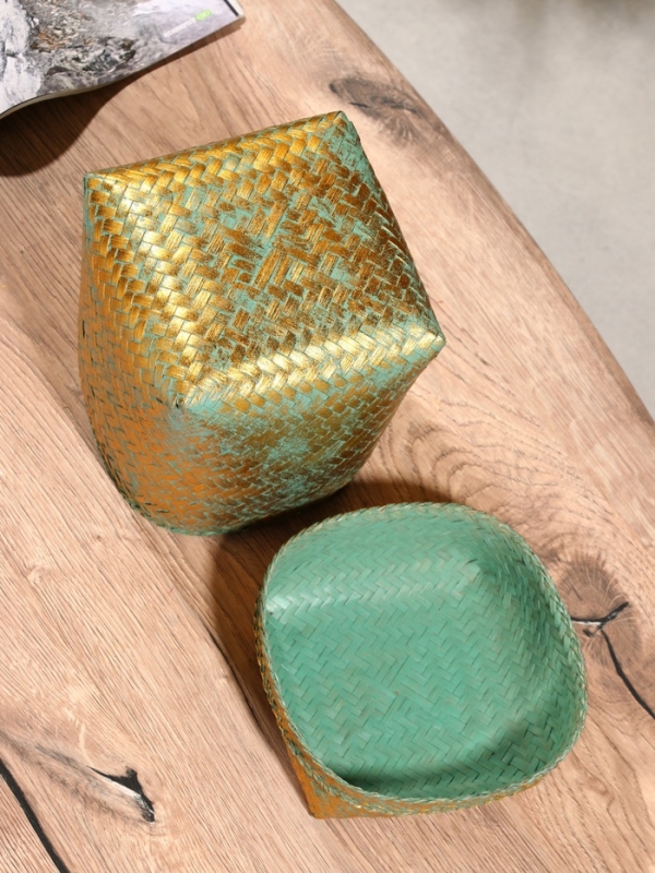 Корзинка плетеная "Голден" 16х16х23 см, голубой