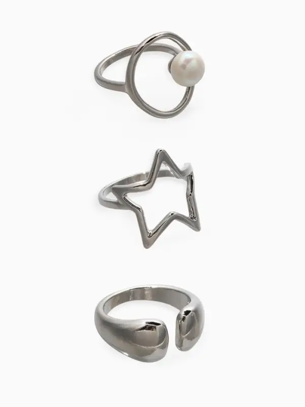 Набор колец 3 шт "Новый стиль" космос, размер МИКС, цвет белый в серебре