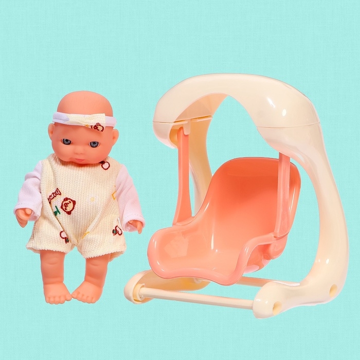 Пупс &laquo;Милый малыш&raquo; с качелью, 15 см, МИКС